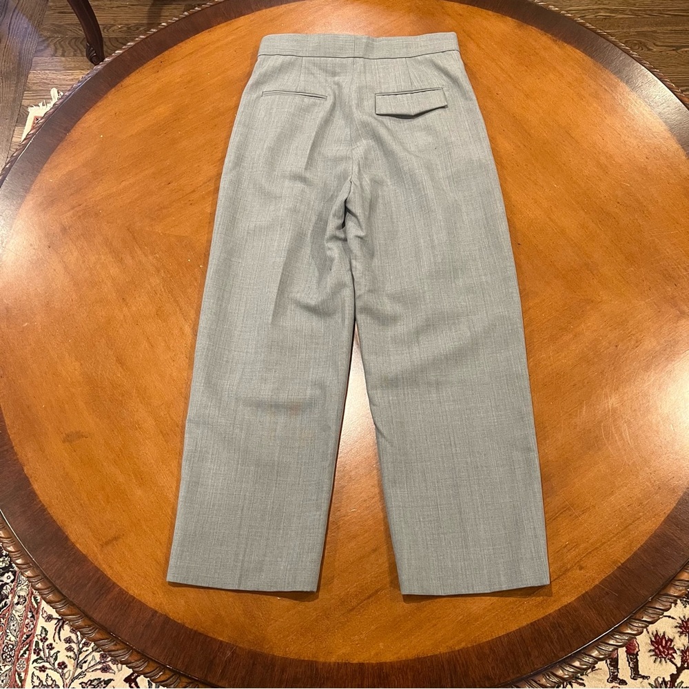 New CHICJOC Women’s Marzotto Wool Pleated Trousers Belted Size 36 Gray Luxury - Picture 3 of 16